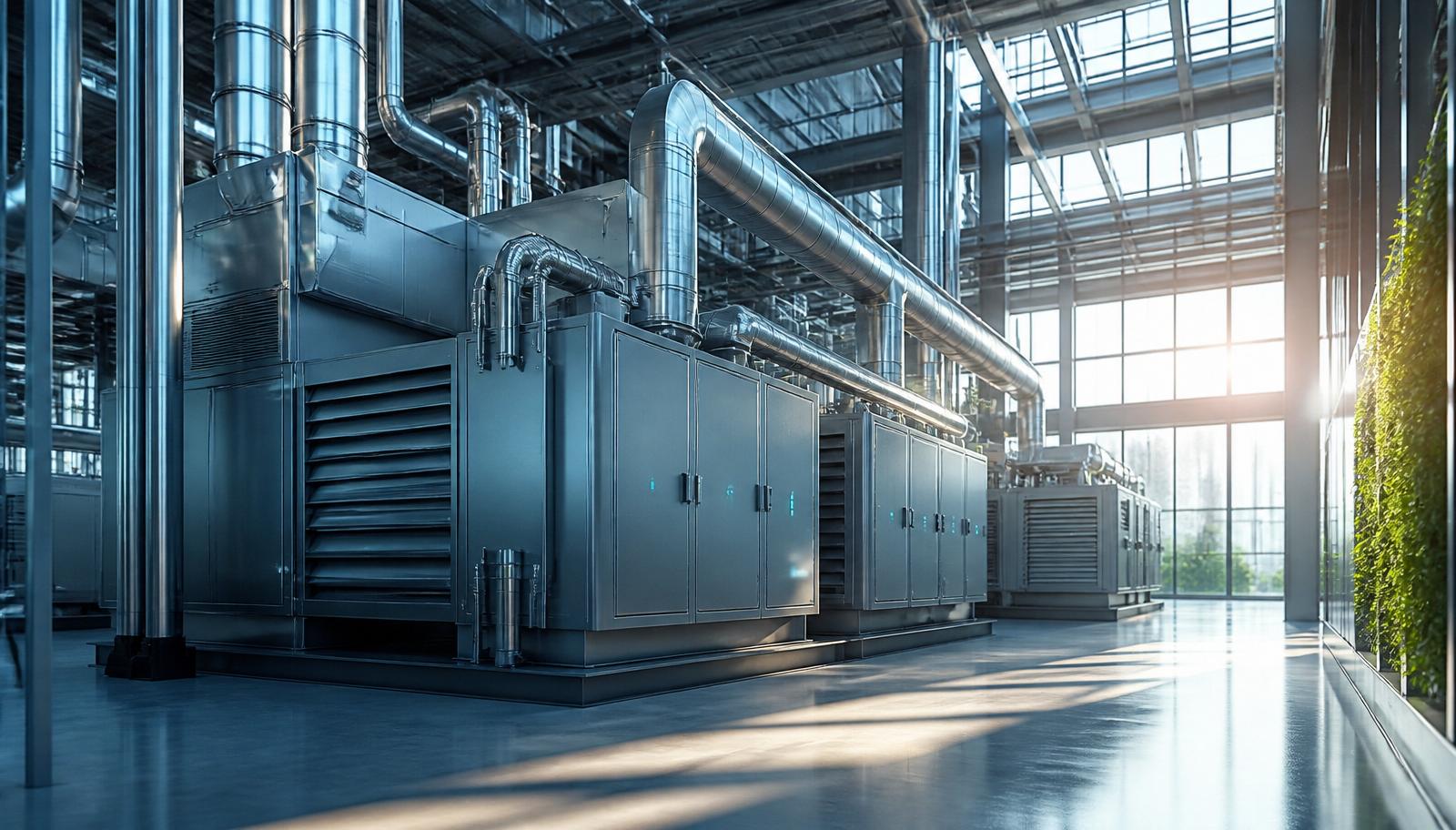 Sistema de climatização industrial eficiente operando em planta moderna com tecnologia e sustentabilidade