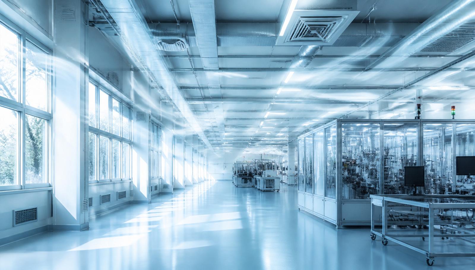 Ambiente industrial limpo com renovação de ar e sensação de pureza e conforto